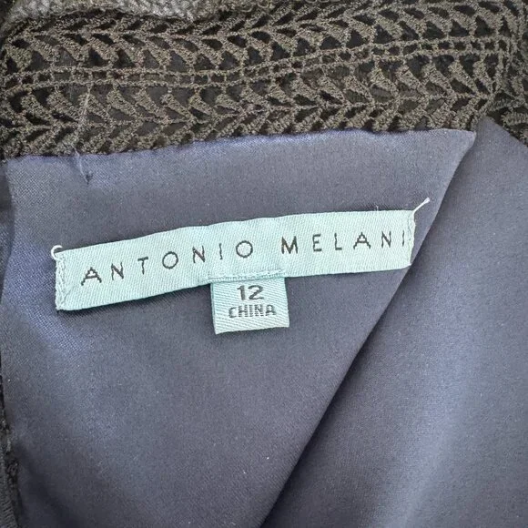 Antonio Melani Liva Black & Blue Lace Embroidered Fit & Flare Dress - Size 12 - Picture 5 of 16